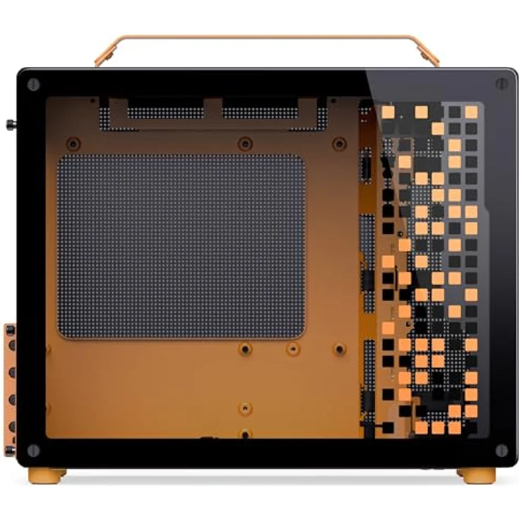 Jonsplus Z20 Micro-ATX Gehäuse, mit Tragegriff - schwarz/orange, Gaming-Gehäuse aus hochwertigem Stahl, für SFX-PSUs und Mini-ITX/Micro-ATX-Mainboards, GPU bis 363 mm und 2x 2,5-Zoll-Laufwerke – Bild 5