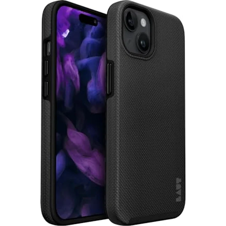 LAUT Shield Hülle für iPhone 15 (6.1") – 14ft Aufprallschutz, doppellagiger Schutz, kompatibel mit MagSafe, kratzfest, schwarz – Bild 2