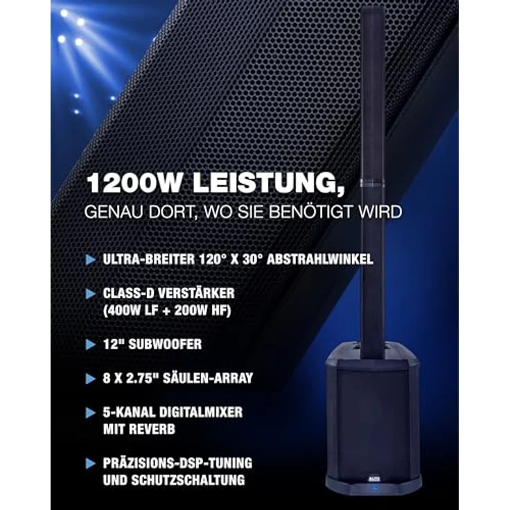 Alto Professional TS112C, Säulen PA System mit 1200 W Leistung, integriertem 12-Zoll-Subwoofer und Bluetooth-Streaming – Bild 2