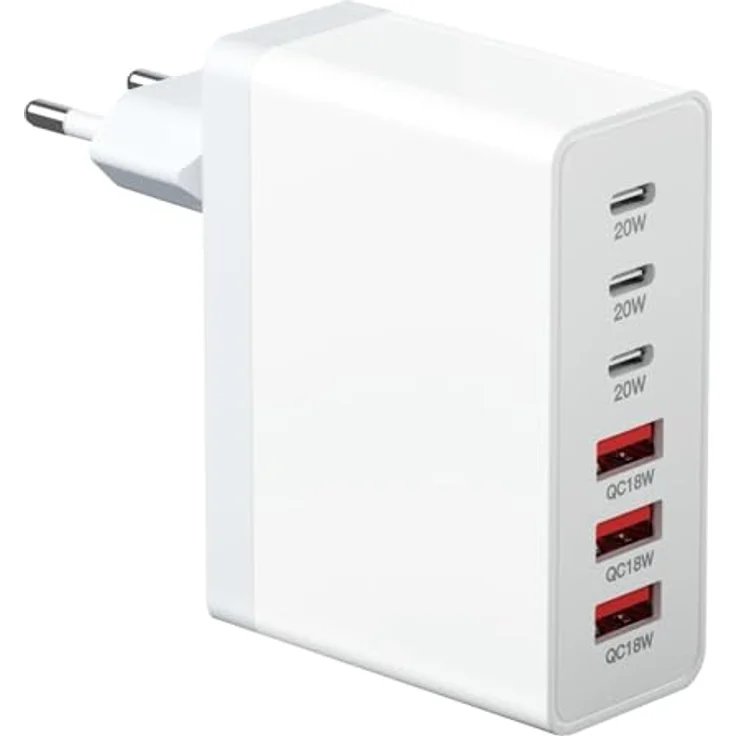 sccvee USB C Ladegerät 100W GaN 6-Port Schnellladegerät mit PD/QC-Technologie, kompatibel mit iPhone 11-16 Pro Max, Galaxy S21-S24 und Google Tablets – Bild 1