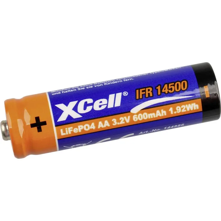 XCell Micro (AAA)-Akku, LiFePO4 600 mAh, 3.2V, extrem langlebig mit über 2000 Ladezyklen, 1 Stück