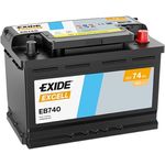 Exide EB740 Excell, 12V 74Ah 680A Autobatterie mit wartungsfreier Technologie