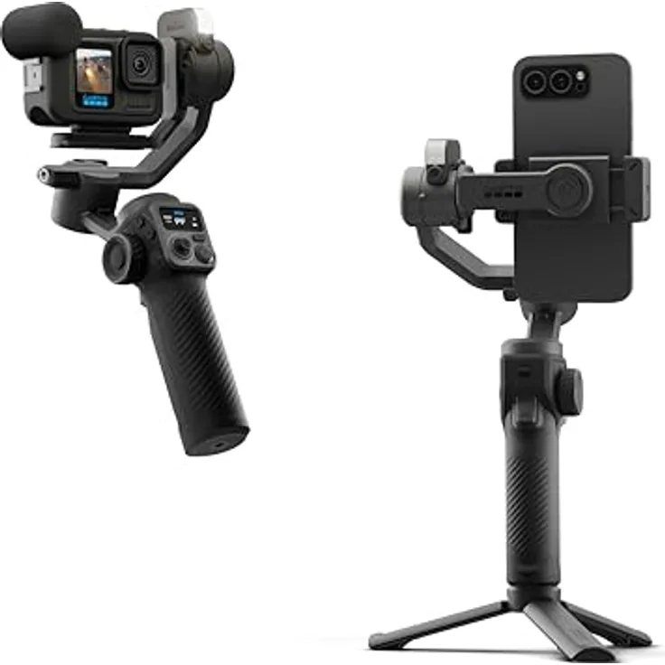 GoPro Fluid Pro AI 3-Achsen-Gimbal-Stabilisator mit Motivverfolgung, Beleuchtung und kabelloser Kamerasteuerung für GoPro und Smartphones, tragbar, 360°-Drehung, Geräteaufladung