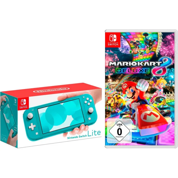 Nintendo Switch Lite, Handheld-Konsole mit integrierter Steuerung und Mario Kart 8 Deluxe, grau