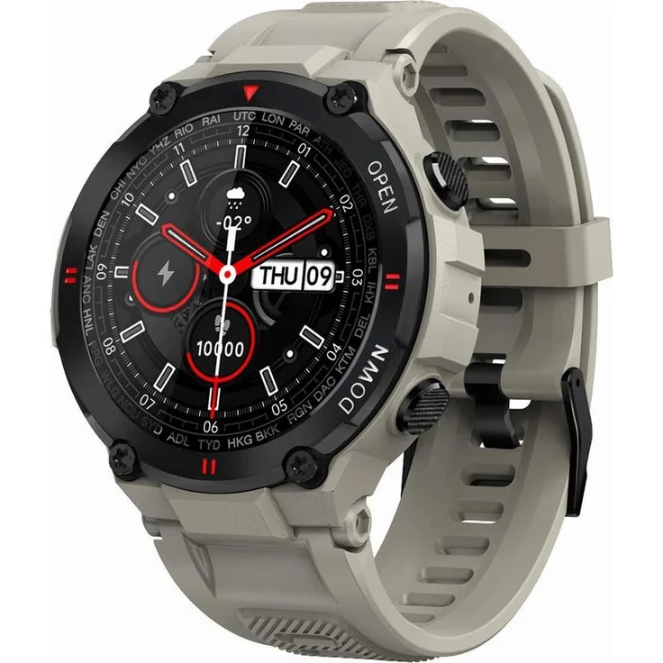 Gravity Schwerkraft GT7-4, Smartwatch mit 1,28 Zoll Full-Touch-IPS-Display, Bluetooth 5.0, IP67, graue PVD-beschichtete Metalllegierung