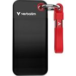 Verbatim 2 TB Pocket SSD USB 3.2 Gen 2 mit Schlüsselanhänger, Schwarz/Rot