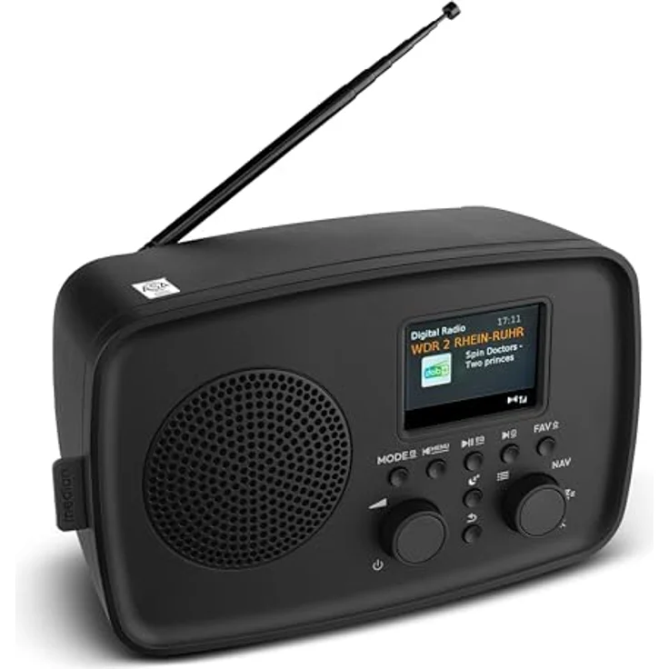 MEDION DAB Plus Radio DRE-1, DAB+ und UKW, Bluetooth 5.3, Radiowecker mit Tropfwasserschutz, Teleskopantenne, Schlummerfunktion, ASA-Notfallwarnsystem, schwarz – Bild 2