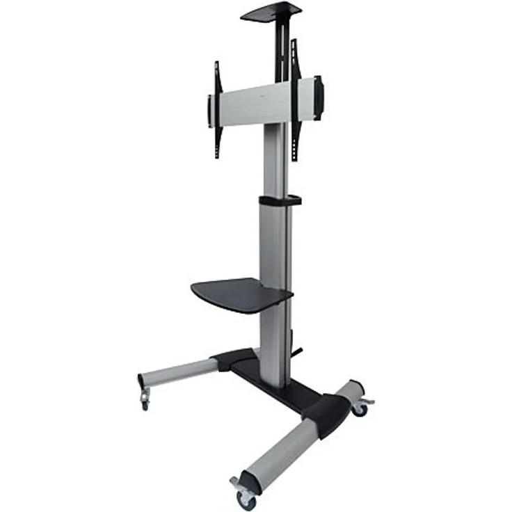 DELTACO Office Display Cart ARM-0450, Höhenverstellbar für 37"-70" Displays bis 50kg, grau, mit Kurbel und Rollen