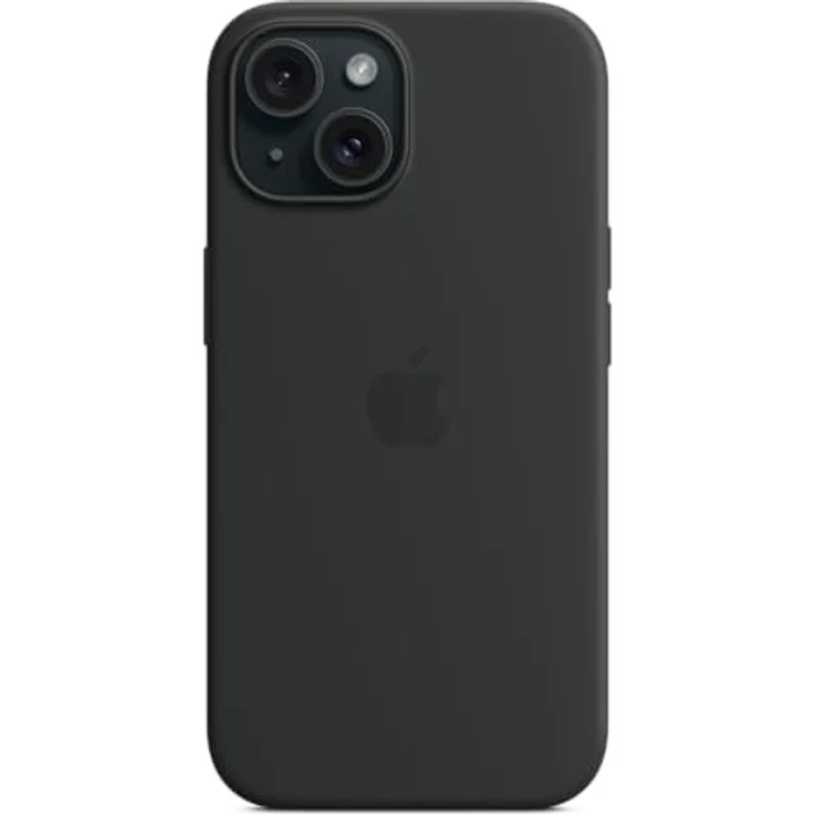 Apple iPhone 15 Silikon Case mit MagSafe – Schwarz mit integrierten Magneten und Mikrofaserfutter – Bild 1
