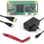 db-tronic Raspberry Pi Zero 2 W Starter-Set | 5.1V 2.5A Netzteil | Gehäuse mit 3 Abdeckungen | Micro HDMI Adapter | Offizielles Gehäuse für Raspberry Pi Zero rot/weiß