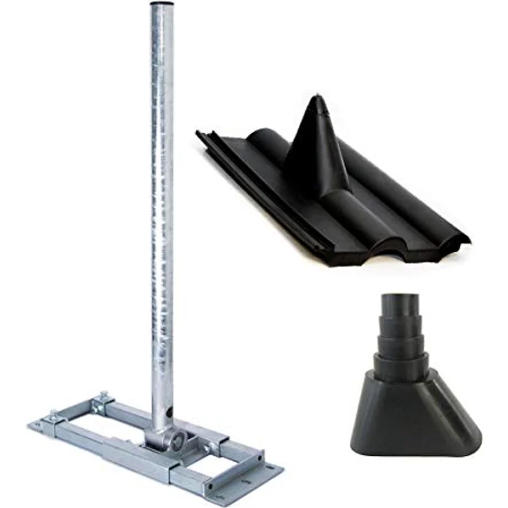 Premium X Deluxe X130-48 Dachsparrenhalter, 130 cm Mast für SAT-Antenne mit Kabeldurchführung, schwarz – Bild 1