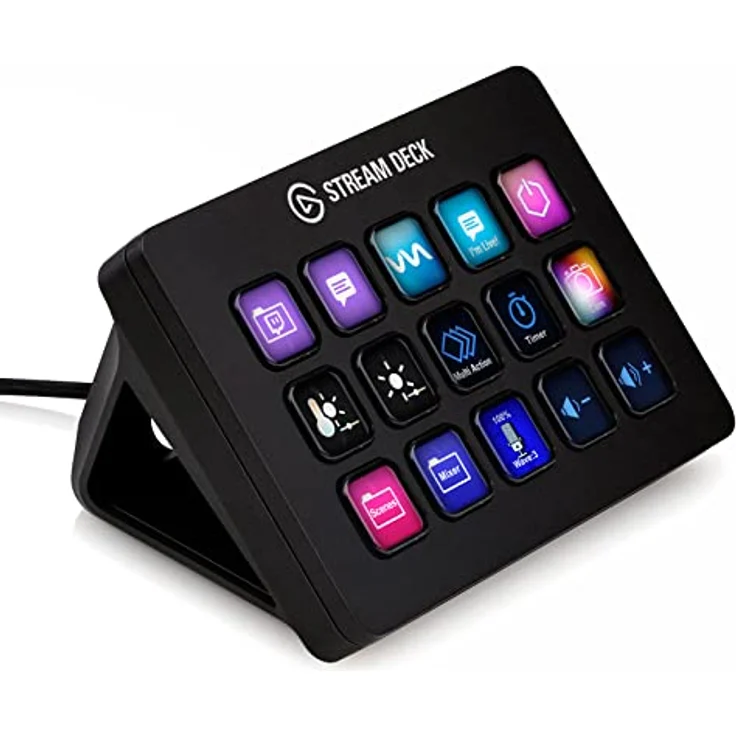 Elgato Stream Deck MK.2 – Studio-Controller, 12GB, 15 Makrotasten, auslösen von Aktion in Apps und Software wie OBS, Twitch, YouTube und anderen, für Mac und PC, Schwarz – Bild 1