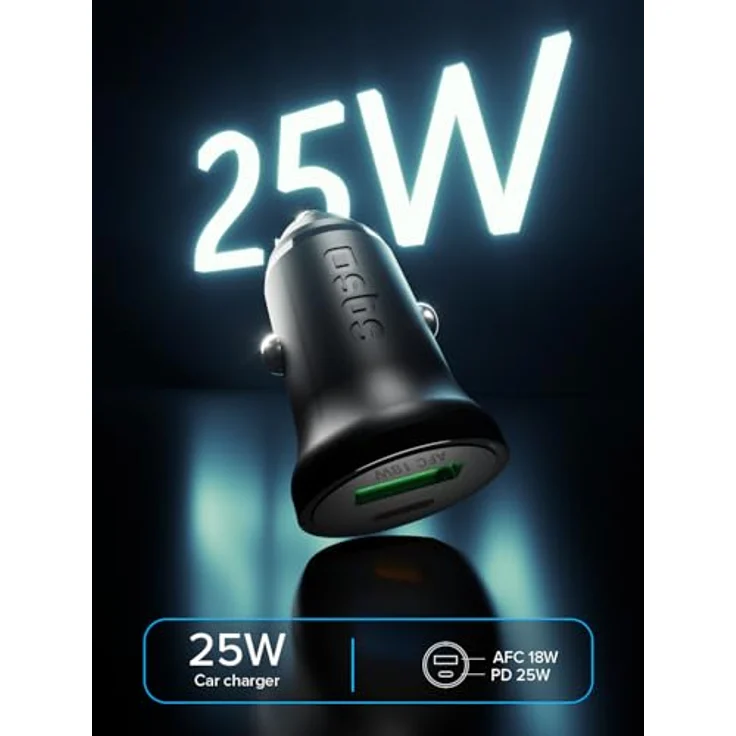 SBS 25W Auto Ladegerät, Ultra-Schnellladen mit Power Delivery (PD), Schwarz – Bild 2