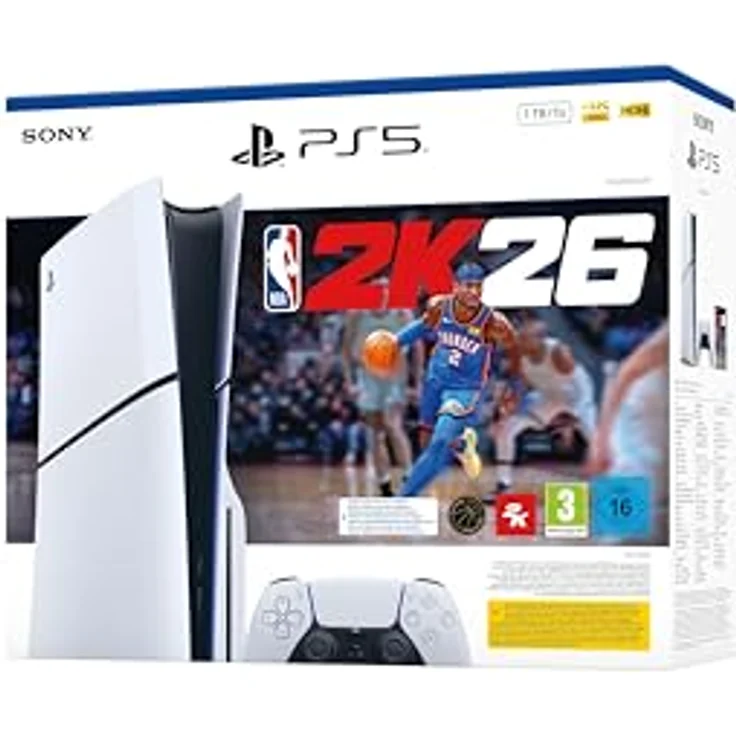 Sony PlayStation 5 Slim - NBA 2K26 Bundle, Spielkonsole mit 1,02 TB SSD, 8K Ultra HD, Weiss-Schwarz – Bild 3