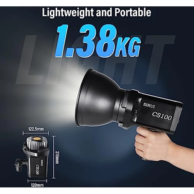 SIRUI CS100 100W LED-Videoleuchte, tragbare Tageslicht-Dauerbeleuchtung, 5600K CRI 96, TLCI 98 4000Lux/m, Bowens-Mount, 8 Spezialeffekte, APP-Steuerung - Aluminiumgehäuse, leicht und leistungsstark – Bild 5