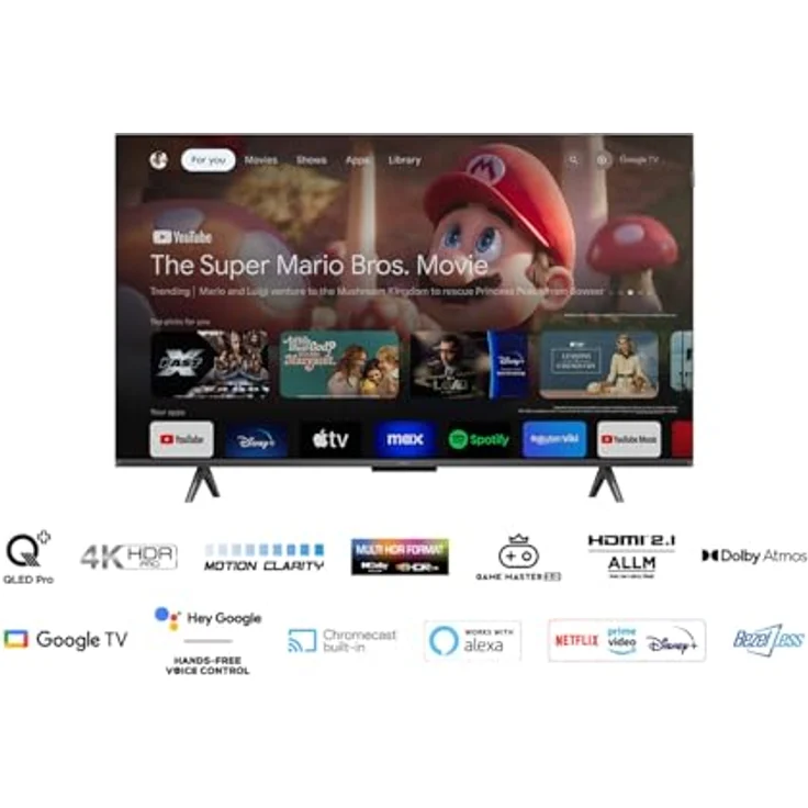 TCL 65T7B 65-Zoll QLED Pro Fernseher, 4K Ultra HD, HDR Pro, Smart TV Unterstützt von Google TV (Dolby Atmos, Motion Clarity, Freihändige Sprachsteuerung, Kompatibel mit Google Assistant & Alexa) – Bild 5