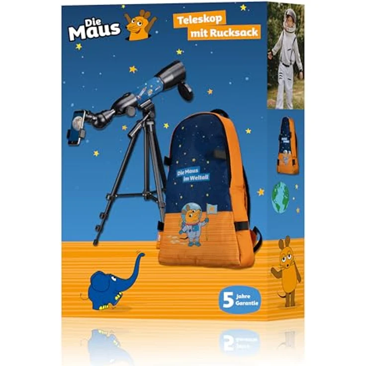 Die Maus Teleskop DieMaus Linsenteleskop 50/350 mit Rucksack, Kinder-Teleskop mit Vergrößerung von 35x bis 116x, Azimutale Montierung und Smartphone-Halterung - Preisvergleich – Bild 8