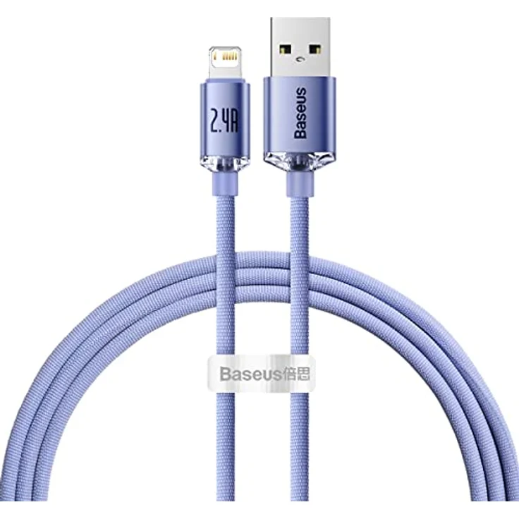 Baseus Crystal Shine Serie 18W 1,2 m USB-A auf Lightning-Kabel, lila, schnelles Laden und Datenübertragung, verstärkte Stecker – Bild 1