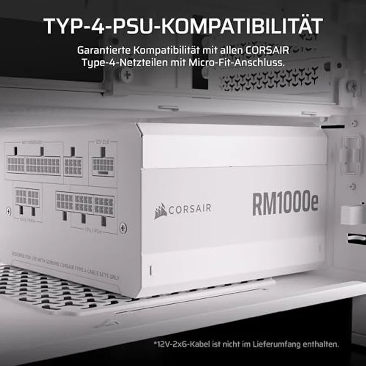 CORSAIR Elite Premium Pro-Kit, Typ 4-Netzteilkabel mit dreilagigem Mesh-Paracord-Design, inklusive flachen Kabelkämmen – Weiß – Bild 4