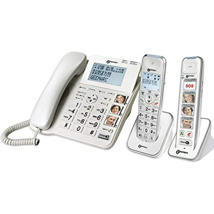 Geemarc Seniorentelefon PACK_SENIOR_295, Seniorentelefon mit Anrufbeantworter, Foto-Tasten und 30 dB Hörverstärkung, inkl. Mobilteil, weiß – Bild 2