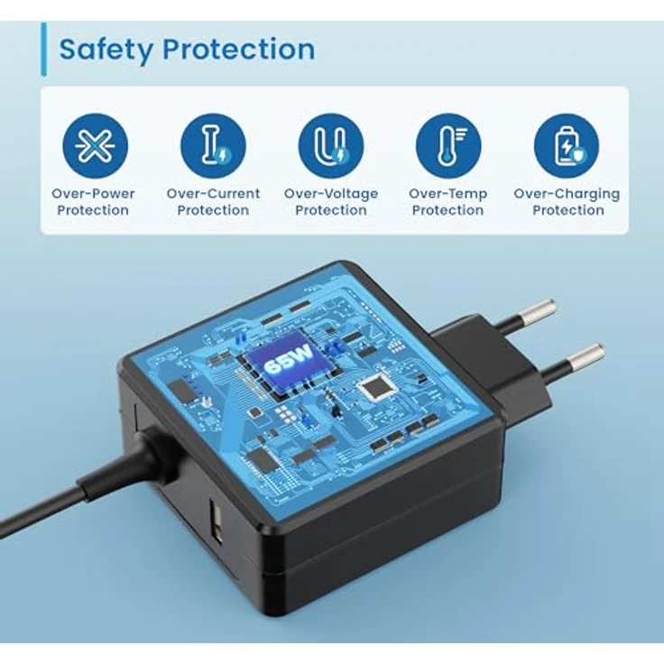 Ewent EW3978, USB Type-C Notebook Netzteil mit 65W Leistung, Schwarz, kompaktes Design mit 150 cm Kabel und Power Delivery Schutzsystem – Bild 4
