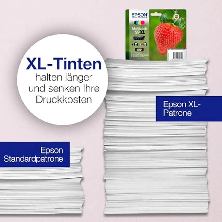 Epson Original 29 Tinte Erdbeere, XP-235 XP-332 XP-335 XP-432 XP-435 XP-245 XP-342 XP-345 XP-442 XP-445 XP-247 XP-257 XP-255 XP-352 XP-355 XP-452 XP-455, (Multipack 4-farbig) – Bild 4