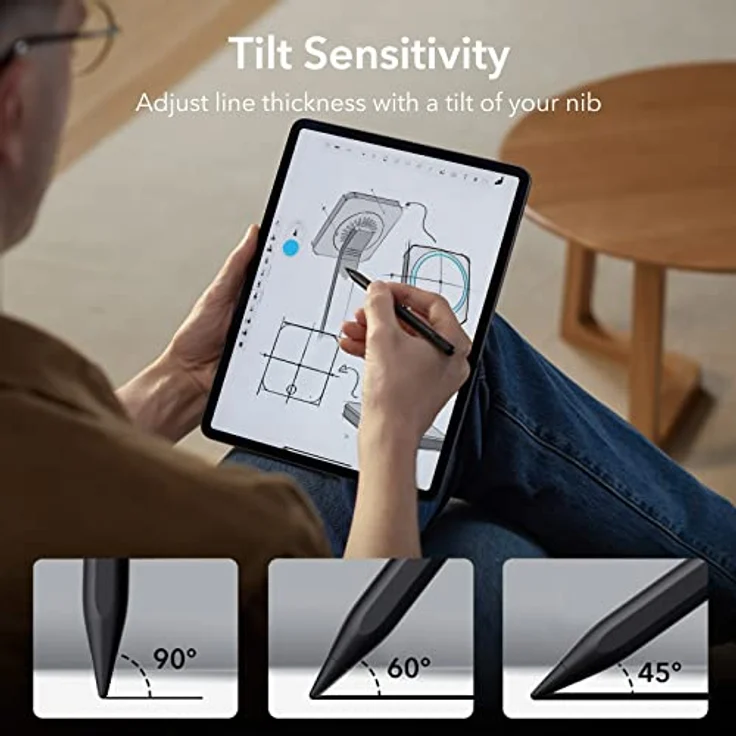 ESR Stylus Pen für iPad mit Neigungsempfindlichkeit, iPad Stift für Apple iPad 9/8/7/6, iPad Pro 11, iPad Pro 12.9, iPad Mini 6/5 und iPad Air 5/4/3, Palm Rejection, Magnetische Befestigung, Schwarz – Bild 4