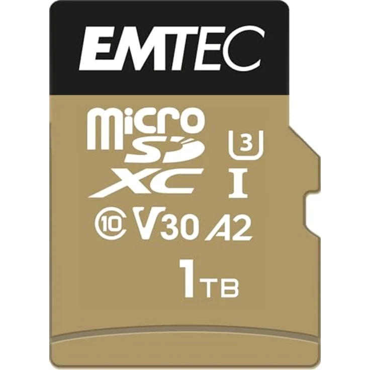 Emtec mSD 1TB UHS-I U3 V30 A2 SpeedIN (microSDXC, 1000 GB, U3, UHS-I), Speicherkarte, Braun – Bild 1