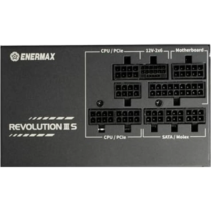 ENERMAX Revolution III S 1000W Black, vollmodulares ATX 3.1-Netzteil mit 80 PLUS und Cybenetics Platinum, PCIe 5.1, flüsterleiser 120mm FDB-Lüfter, 105°C japanische Kondensatoren, ERV1000P-AHP – Bild 4