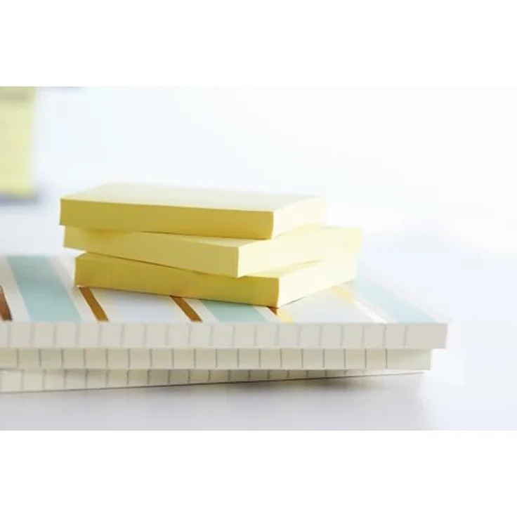 Post-it Notes Recycling Haftnotizblock, 76x76mm, gelb, 600 Blatt (6x100) in Vorratsbox, rückstandsfrei lösbar, aus 100% Altpapier – Bild 3