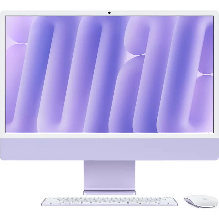 Apple iMac 24'' M4, All-in-One-PC mit 10-Core CPU, 10-Core GPU, 24GB RAM, 512GB SSD, Violett, inkl. Magic Mouse und Keyboard mit Touch ID
