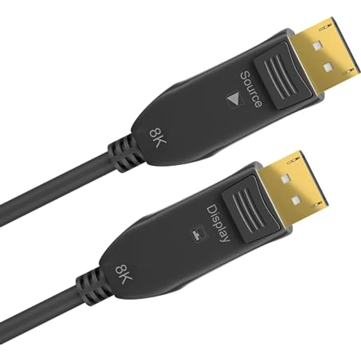 goobay 64866 Optisches DisplayPort Hybrid Verbindungskabel 2.0 (AOC) / 8K Ultra HD 4320p (60 Hz) / hybriden Glasfaser Kupferleiter/Vergoldet Kontaktflächen/DisplayPort auf DisplayPort / 10m, flexibel mit geringem Biegeradius