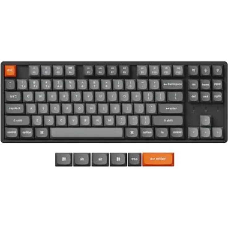 Keychron K8 Max Custom Wireless Mechanische Tastatur 2.4 GHz/Bluetooth/USB-C, Wiße LED, QMK/VIA Programmierbare Makros, PBT Keycaps, Super Red Switch, für Mac Windows – Bild 2