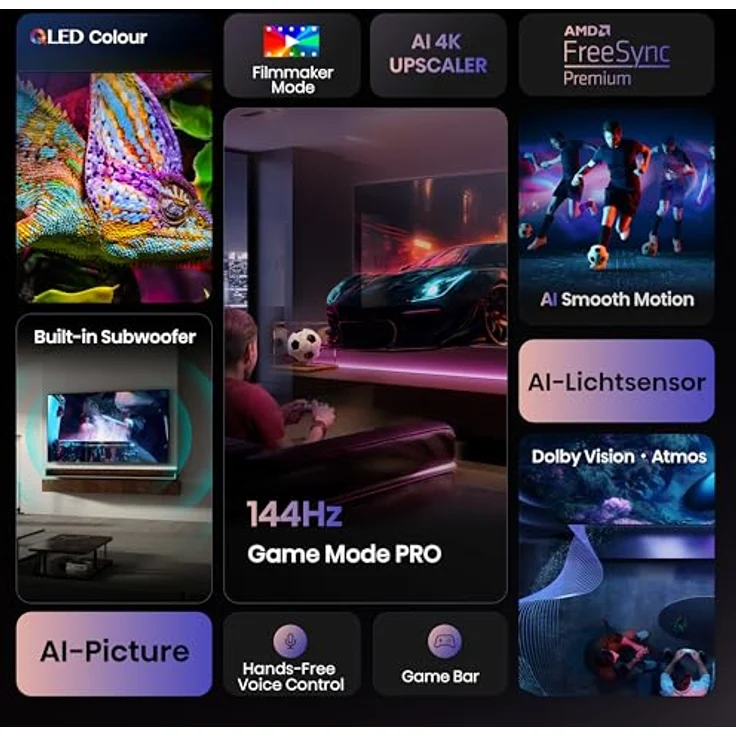 Hisense 100E7Q Pro 100" UHD QLED TV, 144Hz, Dolby Atmos, AI-Upscaling, Gaming-Modus, VIDAA Smart-TV – Bild 3