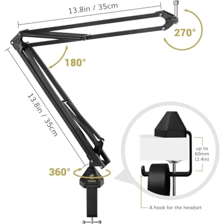 TONOR TC-2030, Großmembran USB Mikrofon Set mit 192 kHz/24 Bit, professionellem Mikrofon-Ständer und Zubehör für Studio, Streaming, YouTube und Gaming – Bild 5