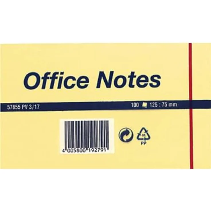 tesa Notizblock Haftnotiz Office Notes 57655-00000, gelb, 125 x 75 mm, 100 Blätter – Bild 1