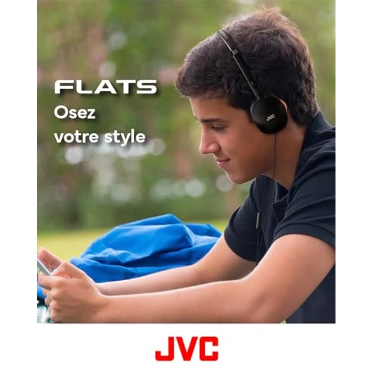 JVC HA-S160M-B - Flats Faltbarer und kompakter Kopfhörer in Glossy Trendfarbe, ideal für Telearbeit und Online-Seminare (Schwarz) – Bild 4