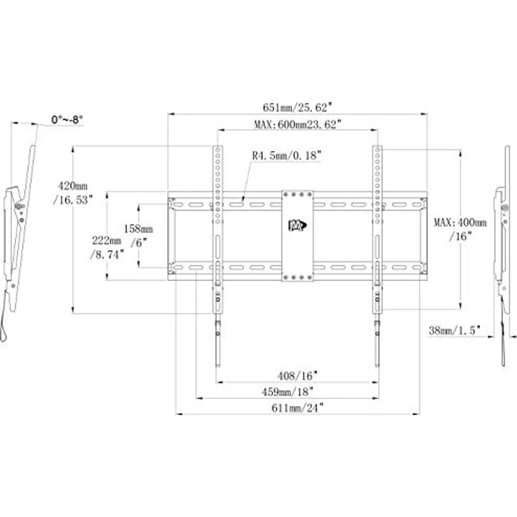Mounting Dream TV Wandhalterung Neigbar Halterung für die meisten 42-70 Zoll LED, LCD und Plasma TVs bis zu VESA 600x400 mm und 60 kg, inklusive 6 ft. HDMI-Kabel, MD2268-LK-02 – Bild 6