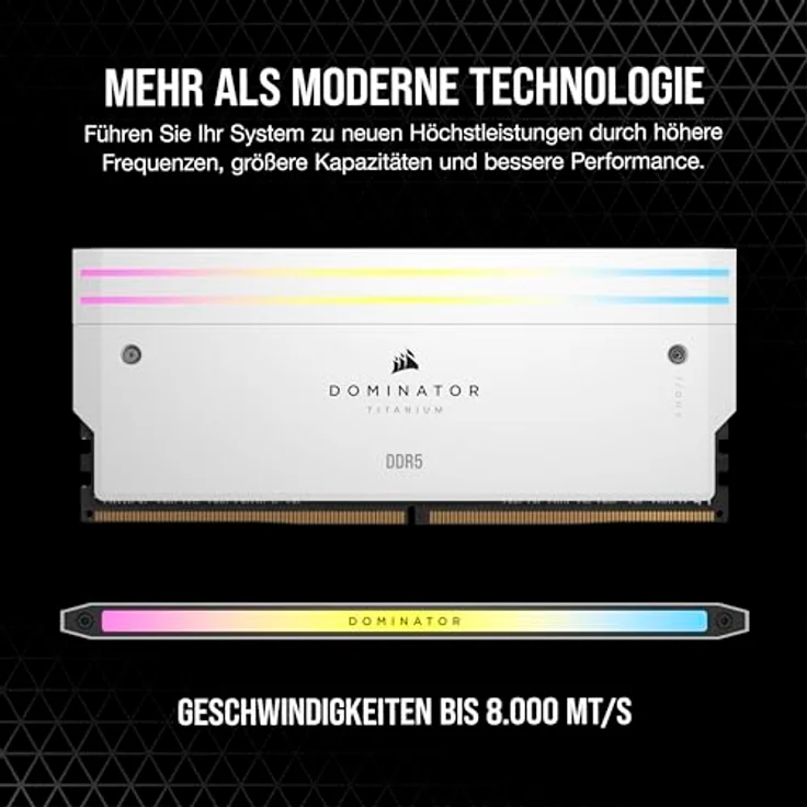 CORSAIR Dominator Titanium RGB DDR5 RAM 64GB (2x32GB) DDR5 6400MHz CL32 Intel XMP iCUE-Kompatibler Computerspeicher - Weiß (CMP64GX5M2B6400C32W) – Bild 3