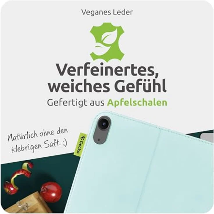 Gecko Covers Tablet Hülle aus Apfelschale für iPad Air 11 (M4 2026 / M3 2025 / M2 2024) - Schlaf/Wach Funktion, nachhaltig, Farbe: Dawn – Bild 5
