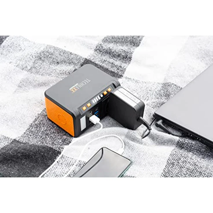 Technaxx Mini Powerstation TX-205 mit LED Panel, Lampe, 5X USB - 74Wh Powerbank 230V mit eingebauter Steckdose für Laptop, Handy, Mini-Kühlschrank etc., Kompatibel mit Solarladegeräten – Bild 5