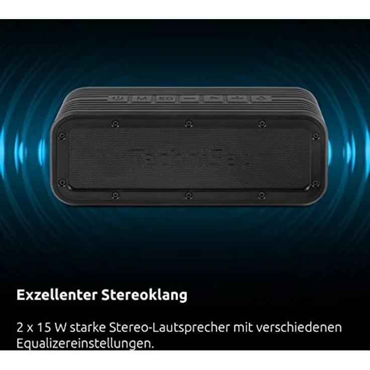 TWS Outdoor Bluspeaker Bluetooth-Lautsprecher wasserdicht, schwarz – Bild 4