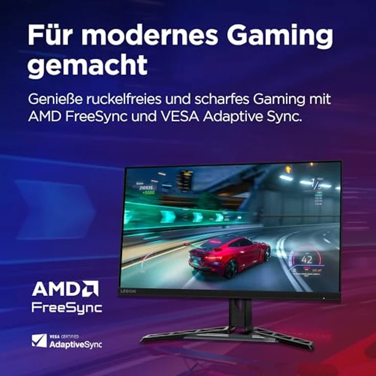 Lenovo Legion R27qe 27" QHD Gaming Monitor 2560x1440 180Hz 450 nits 0,5ms Reaktionszeit HDMI DisplayPort AMD FreeSync schwarz – Bild 3