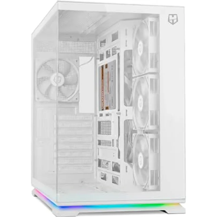NOX Hummer Galaxy White, Mid Tower ATX Gehäuse aus gehärtetem Glas mit ARGB-Beleuchtung und verbesserte Kühlung