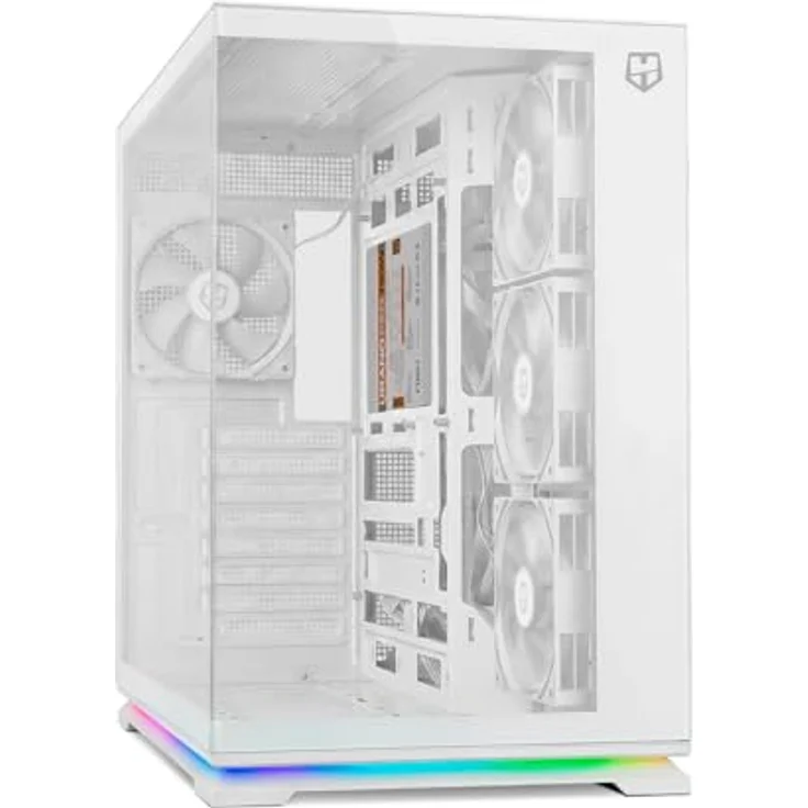 NOX Hummer Galaxy White, Mid Tower ATX Gehäuse aus gehärtetem Glas mit ARGB-Beleuchtung und verbesserte Kühlung – Bild 1