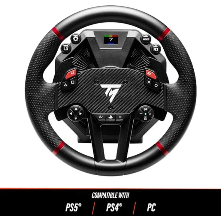 THRUSTMASTER T598, Direct Axial Drive Force Feedback-Rennlenkrad für PS5, PS4, PC, mit 30 cm abnehmbarer Sportwagen-Felge und H.E.A.R.T. Pedalen, schwarz/rot – Bild 2