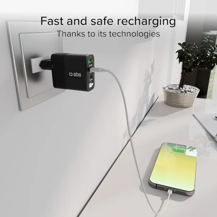 SBS 65-Watt-Ladegerät mit LCD-Display, Power Delivery-Technologie, EU-Wandsteckdose, schwarz – Bild 6