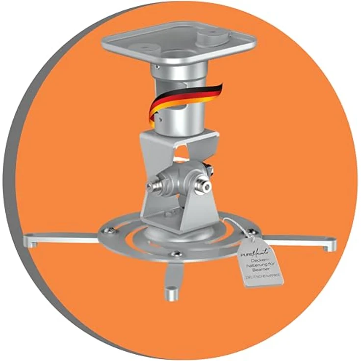 PureMounts PM-SPIDER-PLUS-S Beamer Deckenhalterung, neigbar 25°, drehbar, Deckenabstand: 225mm, Traglast max. 15kg, Lochabstand 180-310mm, silber – Bild 2