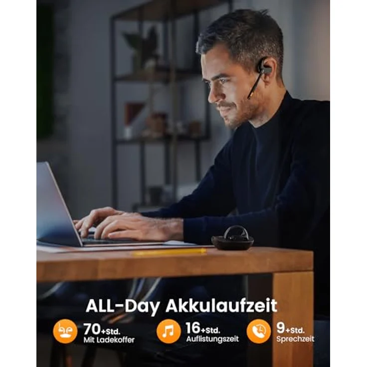 EKSA S30 Open Ear Bluetooth Kopfhörer, Bluetooth 5.3, 70 Stunden Akku, ENC Mikrofon, IPX5 wasserdicht, tiefer Bass für Büroarbeit und Sport – Bild 5
