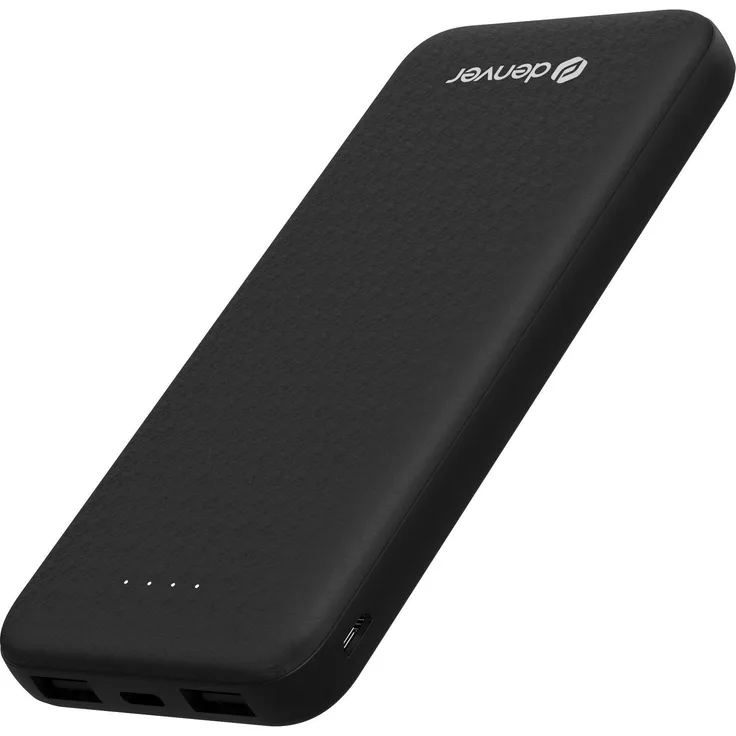 Denver PBS-10010B Powerbank 10000mAh, USB-A und USB-C Anschluss, kompakte Designlösung für unterwegs